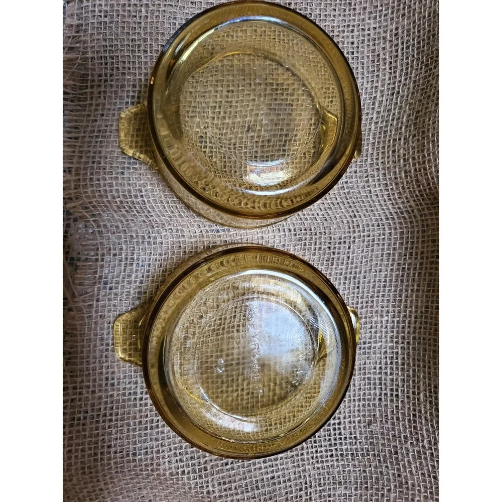 😎Vintage Pyr-O-Rey Dynaware Clear Yellow Glass‎ Casserole, Crumble Bowls 2